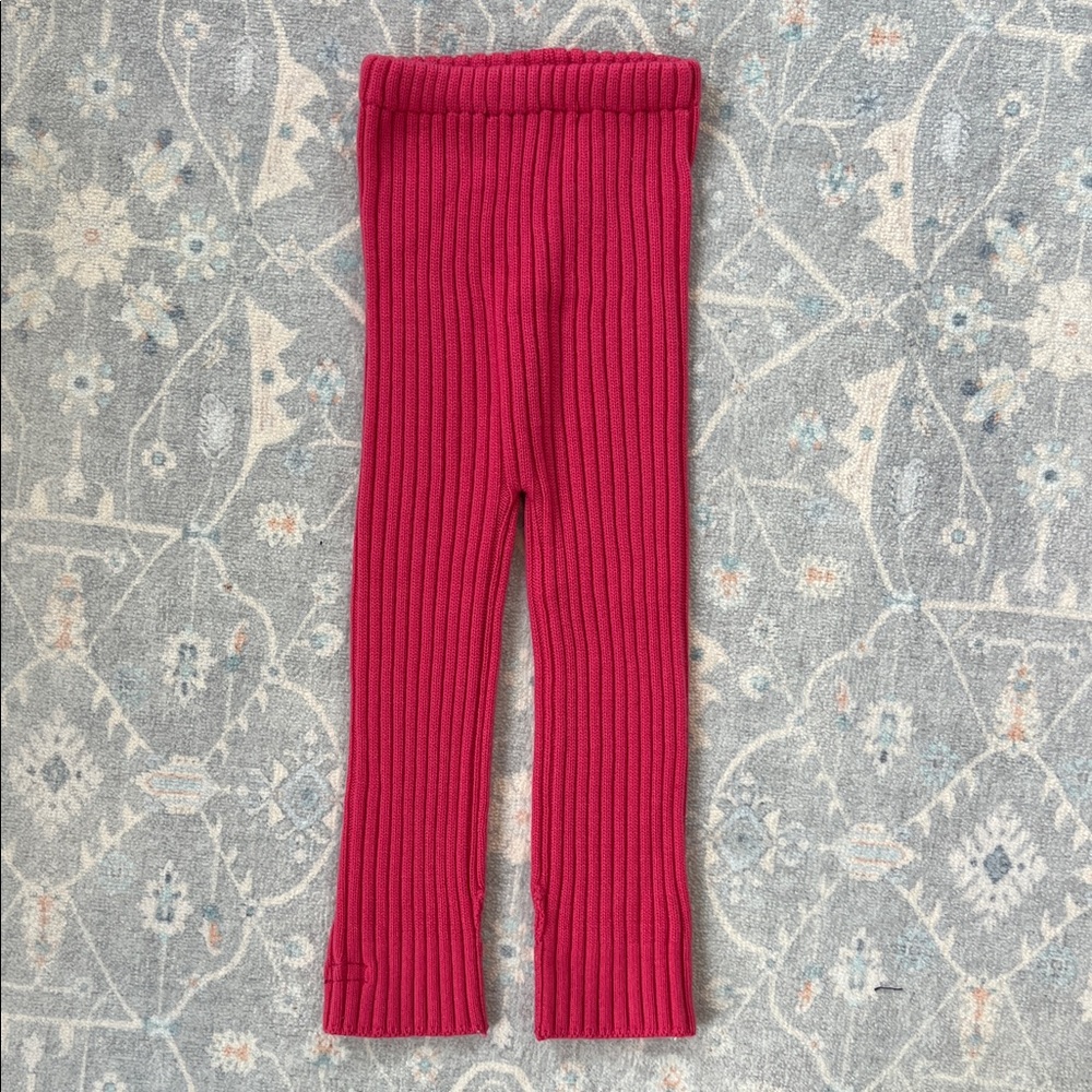 Ella’s Wool Cozy Kids Ribbed Leggings - Pink